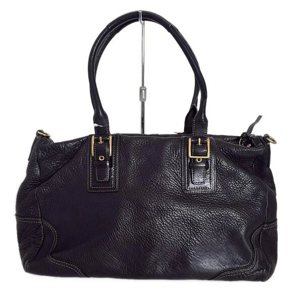 Auth COACH Hampton Leather Satchel F12444 Black Leather - Handbag - Picture 3 of 10